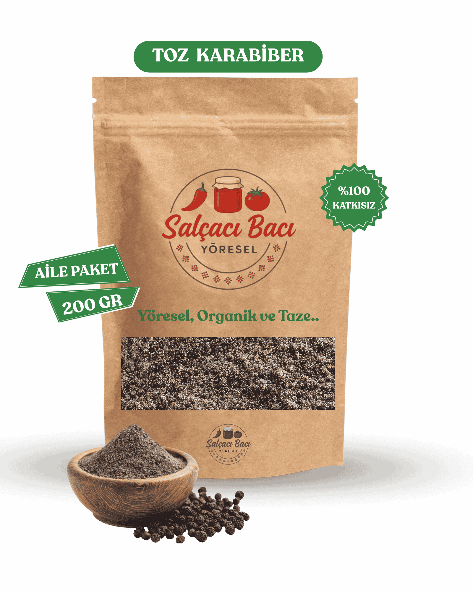 karabibersalbaci Toz Karabiber Aile Paketi 200 Gr - Yöresel, Organik ve Taze - Görsel 1